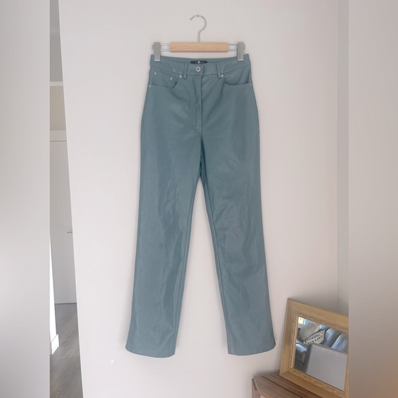7 For All Mankind Straight Leg High Waisted Vegan Leather Pants size XS - Picture 6 of 13